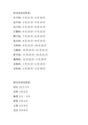 星座表十二星座查询阳历(星座表十二星座查询阳历)