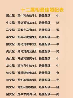 12生肖配对姻缘表(12生肖配对姻缘表生肖牛女)