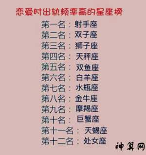 十二星座最容易出轨的星座女(十二星座最容易出轨的星座女生)