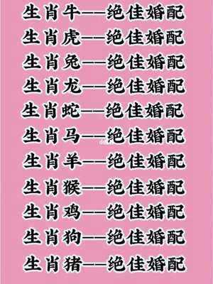 十二生肖八字婚配查询(12生肖八字配对表)