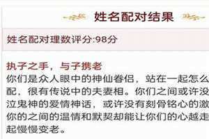名字爱情配对测试 姓名爱情配对