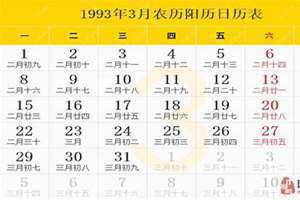 1993年日历表查询及星座 1993年日历表完整图