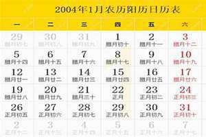 2004年农历阳历表查询天干地支(2004年农历阳历表查询)