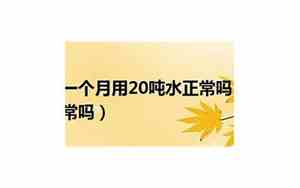 居民一个月用20吨水正常吗